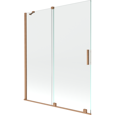 Mexen Velar 2-flügelige, verschiebbare Badewannenfaltwand 140 x 150 cm, transparent, Gebürstetes Kupfer - 896-140-000-01-65