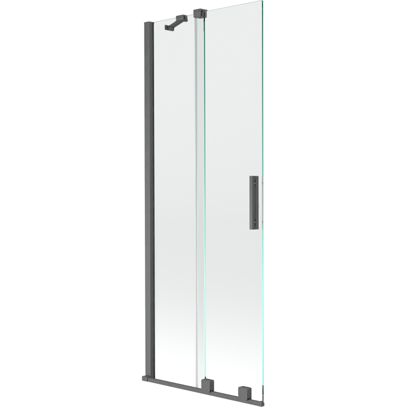 Mexen Velar Badefaltwand, 2-flügelig verschiebbar, 70 x 150 cm, transparent, gebürstetes Gun Grey - 896-070-000-01-66