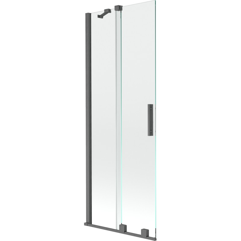 Mexen Velar zweiteiliger verschiebbarer Badewannenaufsatz 70 x 150 cm, transparent, Gun Gray gebürstet - 896-070-000-01-66