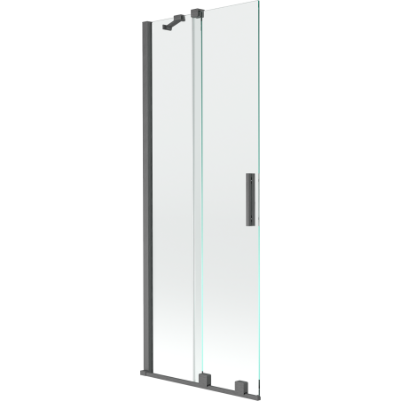 Mexen Velar Badefaltwand, 2-flügelig verschiebbar, 70 x 150 cm, transparent, gebürstetes Gun Grey - 896-070-000-01-66