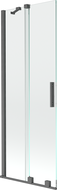 Mexen Velar Badefaltwand, 2-flügelig verschiebbar, 70 x 150 cm, transparent, gebürstetes Gun Grey - 896-070-000-01-66