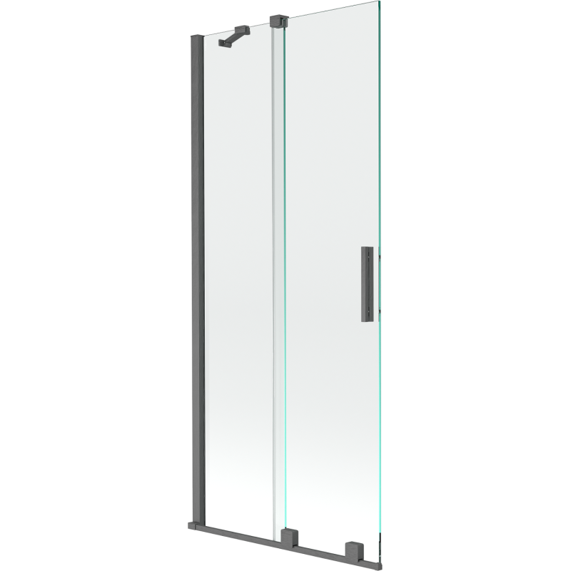 Mexen Velar Duschabtrennung ausziehbar, 2-teilig, 85 x 150 cm, transparent, gebürstetes Gun Gray - 896-085-000-01-66