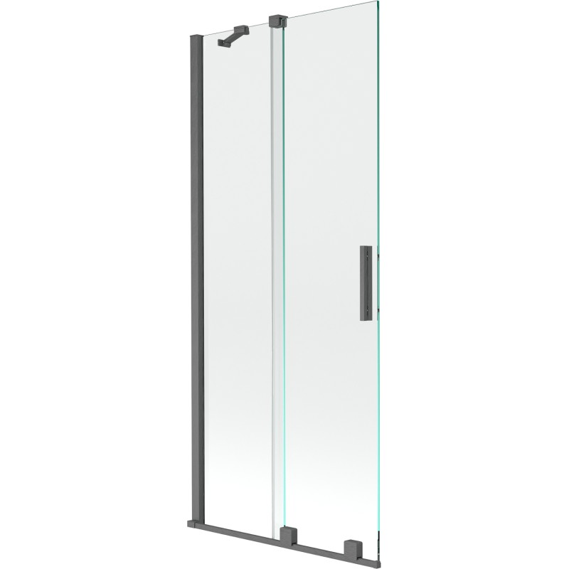 Mexen Velar zweiflügelige, verschiebbare Badewannenabtrennung 85 x 150 cm, transparent, gun gray gebürstet - 896-085-000-01-66