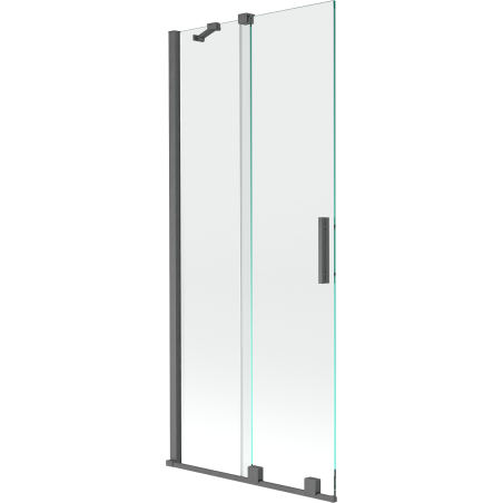 Mexen Velar 2-flügeliger, verschiebbarer Badewannenaufsatz 80 x 150 cm, transparent, gebürstetes Gun Gray - 896-080-000-01-66