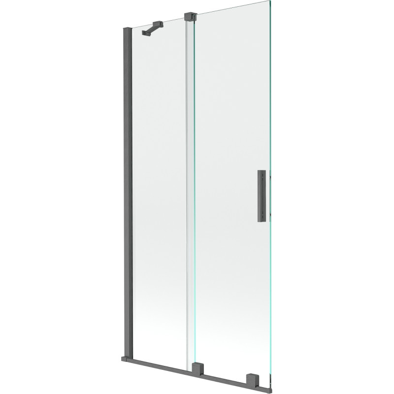 Mexen Velar zweiflügelige Badewannenfaltwand, schiebbar, 90 x 150 cm, transparent, gebürstetes Gun Gray - 896-090-000-01-66
