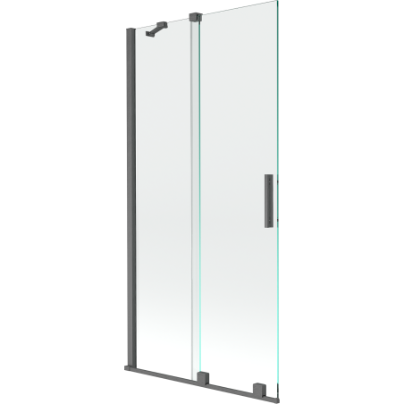 Mexen Velar zweiflügelige Badewannenfaltwand, schiebbar, 90 x 150 cm, transparent, gebürstetes Gun Gray - 896-090-000-01-66