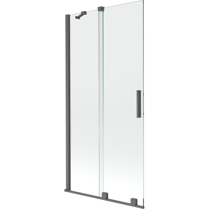Mexen Velar Duschabtrennung 2-flügelig, verschiebbar 95 x 150 cm, transparent, gebürstet in Gun Gray - 896-095-000-01-66