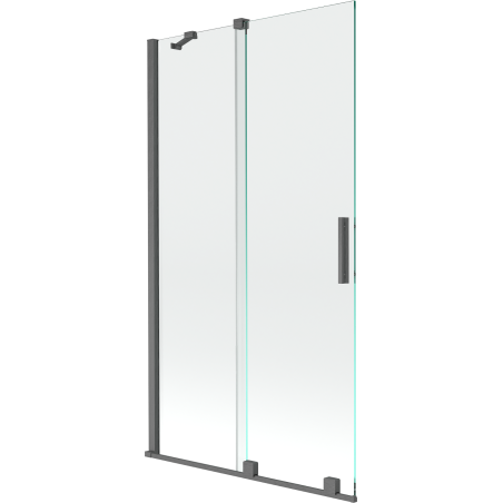 Mexen Velar zweiflügelige Duschabtrennung 100 x 150 cm, transparent, gebürstet gun gray - 896-100-000-01-66