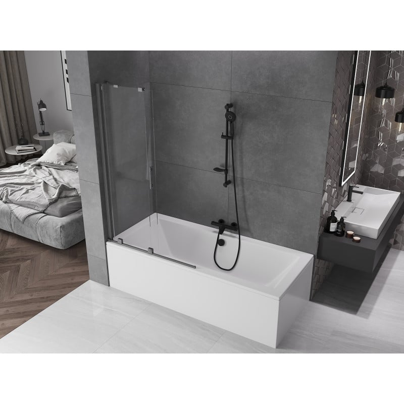 Mexen Velar Duschabtrennung, 2-flügelige Schiebetür, 100 x 150 cm, transparent, gebürstetes Gun Gray - 896-100-000-01-66