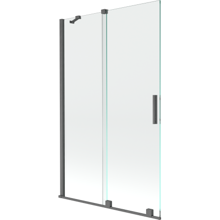 Mexen Velar zweiflügelige Duschwand, verschiebbar 110 x 150 cm, transparent, gebürstet gun gray - 896-110-000-01-66