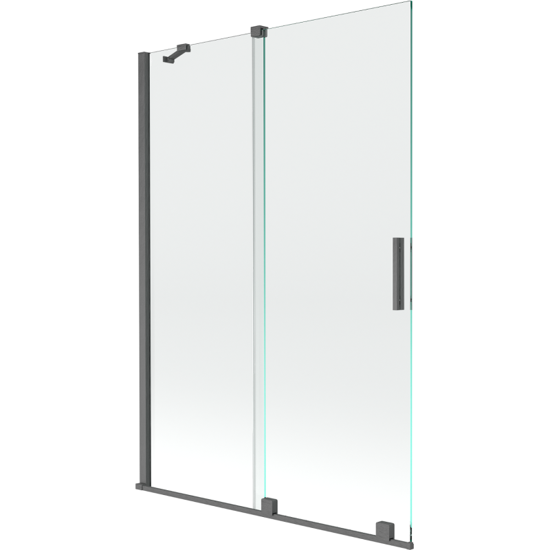 Mexen Velar Badewannenabtrennung 2-teilig Schiebbar 120 x 150 cm, transparent, gebürstetes Gun Gray - 896-120-000-01-66