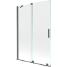 Mexen Velar Badewannenabtrennung 2-teilig Schiebbar 120 x 150 cm, transparent, gebürstetes Gun Gray - 896-120-000-01-66