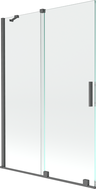 Mexen Velar Badewannenabtrennung 2-teilig Schiebbar 120 x 150 cm, transparent, gebürstetes Gun Gray - 896-120-000-01-66