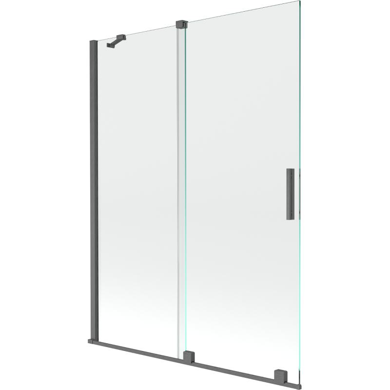Mexen Velar 2-flügelige, verschiebbare Wannentrennwand 130 x 150 cm, transparent, gebürstetes Gun Gray - 896-130-000-01-66