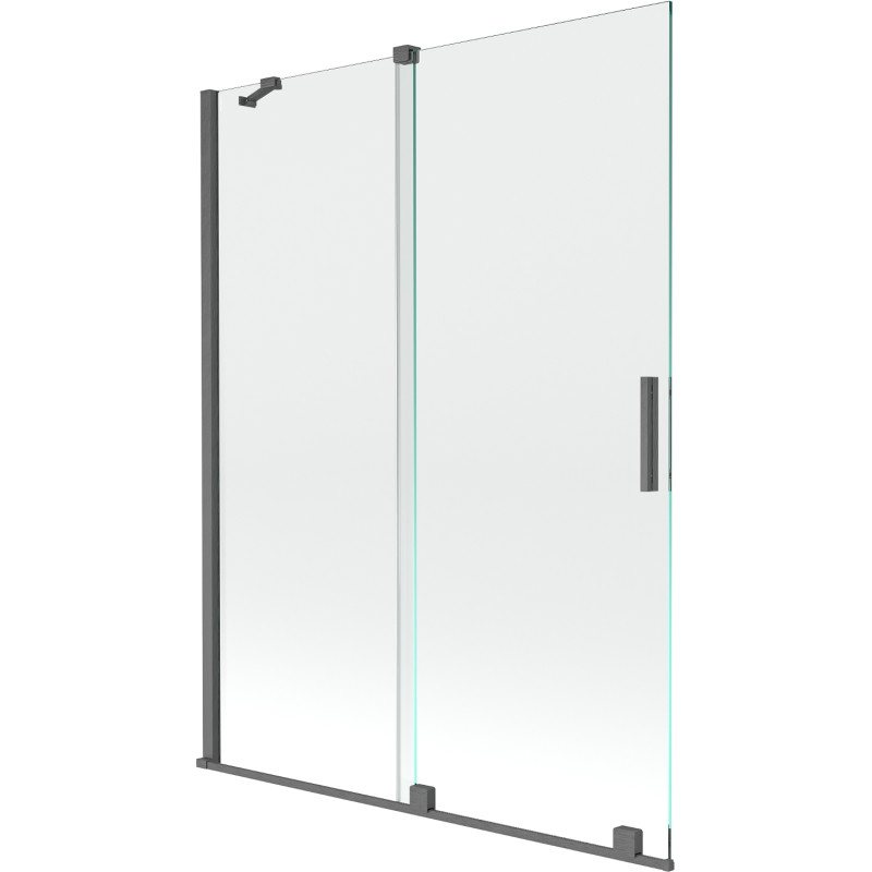 Mexen Velar 2-teilig verschiebbare Badewannenabtrennung 130 x 150 cm, transparent, gebürstetes Gun Gray - 896-130-000-01-66
