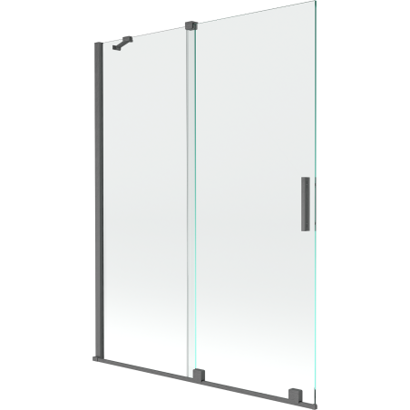 Mexen Velar 2-flügelige, verschiebbare Wannentrennwand 130 x 150 cm, transparent, gebürstetes Gun Gray - 896-130-000-01-66