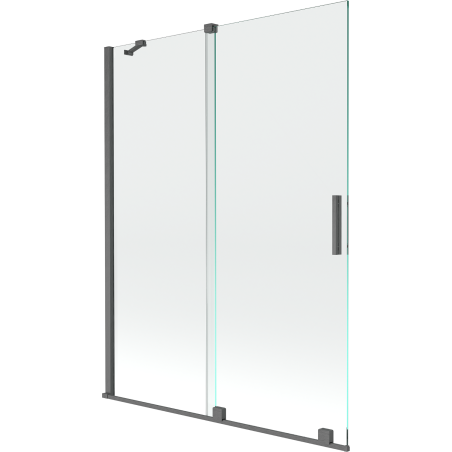 Mexen Velar 2-teilig verschiebbare Badewannenabtrennung 130 x 150 cm, transparent, gebürstetes Gun Gray - 896-130-000-01-66
