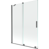 Mexen Velar 2-teilig verschiebbare Badewannenabtrennung 130 x 150 cm, transparent, gebürstetes Gun Gray - 896-130-000-01-66