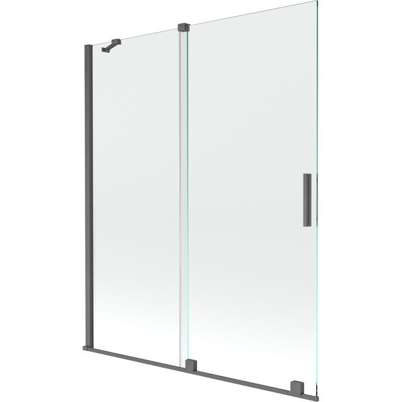 Mexen Velar Duschabtrennung für die Badewanne, 2-flügelig, 140 x 150 cm, transparent, gebürstetes Gun Gray - 896-140-000-01-66