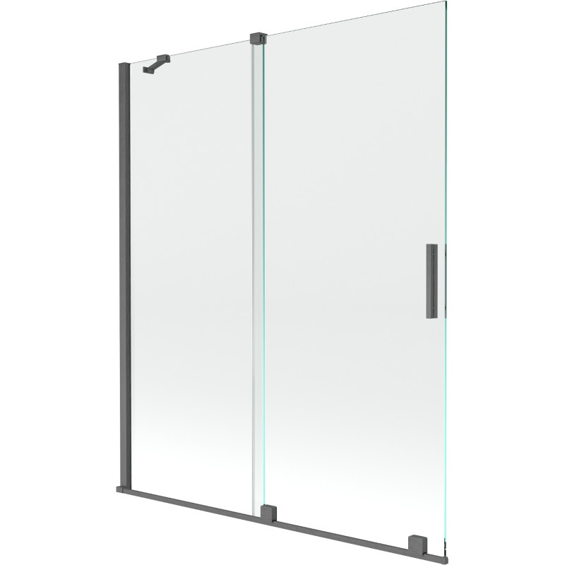 Mexen Velar zweiflügelige, verschiebbare Badewannenabtrennung 140 x 150 cm, transparent, gebürstetes Gun Gray