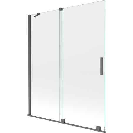 Mexen Velar zweiflügelige, verschiebbare Badewannenabtrennung 140 x 150 cm, transparent, gun gray gebürstet