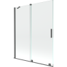 Mexen Velar zweiflügelige, verschiebbare Badewannenabtrennung 140 x 150 cm, transparent, gun gray gebürstet