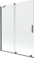 Mexen Velar Duschabtrennung für die Badewanne, 2-flügelig, 140 x 150 cm, transparent, gebürstetes Gun Gray - 896-140-000-01-66