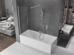 Mexen Velar 2-flügelige, verschiebbare Badewannenabtrennung 160 x 150 cm, transparent, Chrom - 896-160-000-01-01