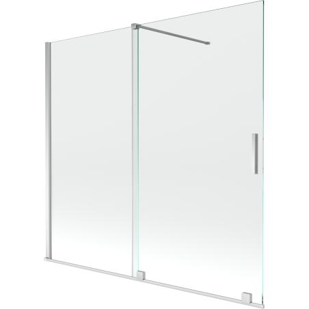 Mexen Velar duschabtrennung für die badewanne, 2-flügel, schiebbar, 170 x 150 cm, transparent, chrom - 896-170-000-01-01