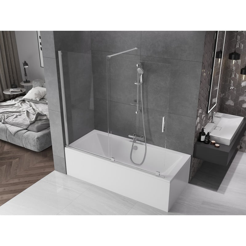 Mexen Velar Duschabtrennung 2-flügelig verschiebbar 170 x 150 cm, transparent, chrom - 896-170-000-01-01