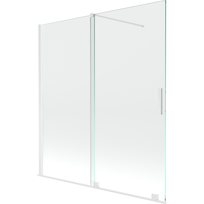 Mexen Velar zweiflügeliger Badewannenaufsatz, 150 x 150 cm, transparent, weiß - 896-150-000-01-20