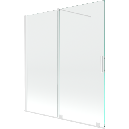Mexen Velar zweiflügeliger Badewannenaufsatz, 150 x 150 cm, transparent, weiß - 896-150-000-01-20
