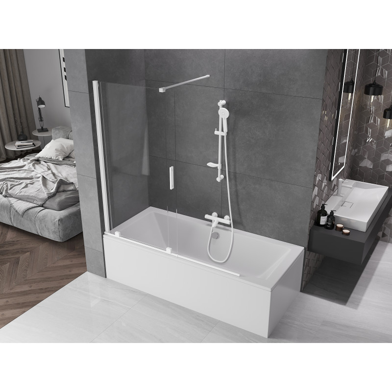 Mexen Velar Duschabtrennung, 2-flügelig, Schiebetür 150 x 150 cm, transparent, weiß - 896-150-000-01-20