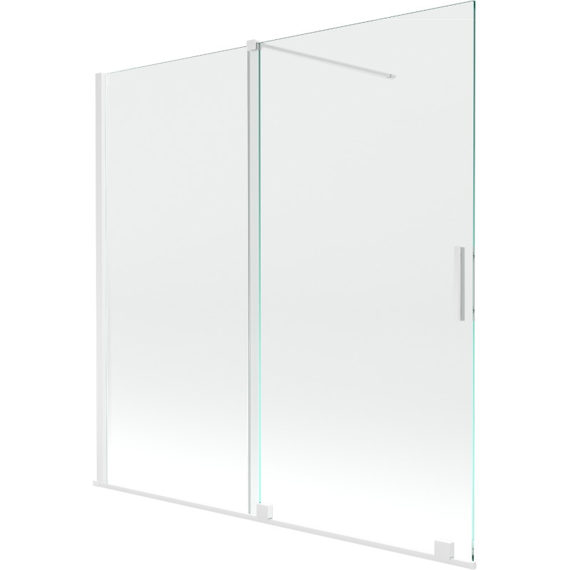 Mexen Velar 2-flügelige, abnehmbare Badewannenfaltwand 160 x 150 cm, transparent, weiß - 896-160-000-01-20
