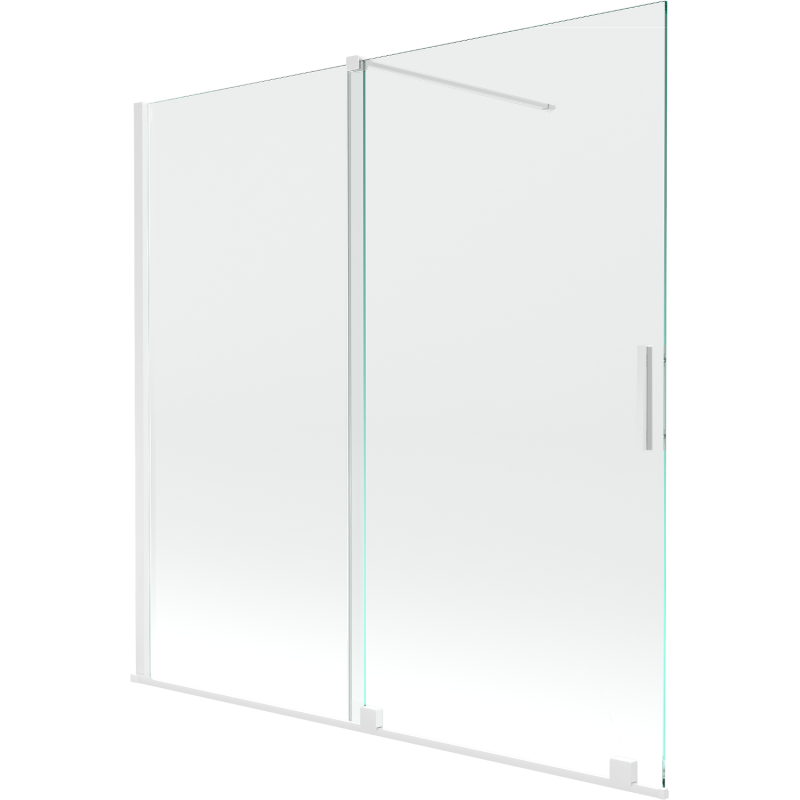 Mexen Velar Duschabtrennung für die Badewanne, 2-flügelig, verschiebbar, 160 x 150 cm, transparent, weiß - 896-160-000-01-20