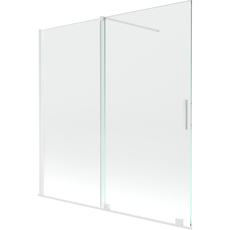Mexen Velar Duschabtrennung für die Badewanne, 2-flügelig, verschiebbar, 160 x 150 cm, transparent, weiß - 896-160-000-01-20