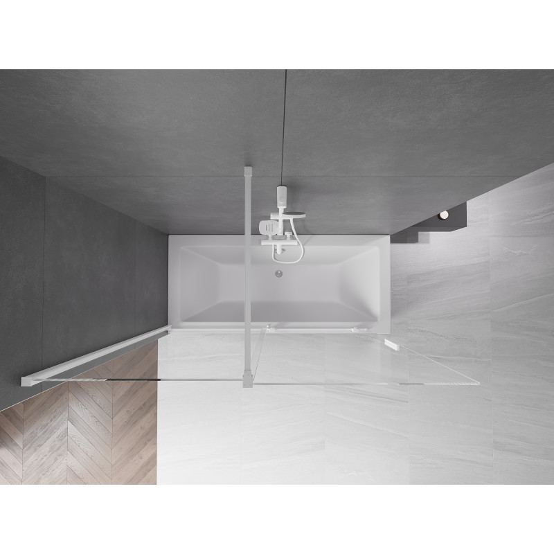 Mexen Velar Duschabtrennung für die Badewanne, 2-flügelig, verschiebbar, 160 x 150 cm, transparent, weiß - 896-160-000-01-20