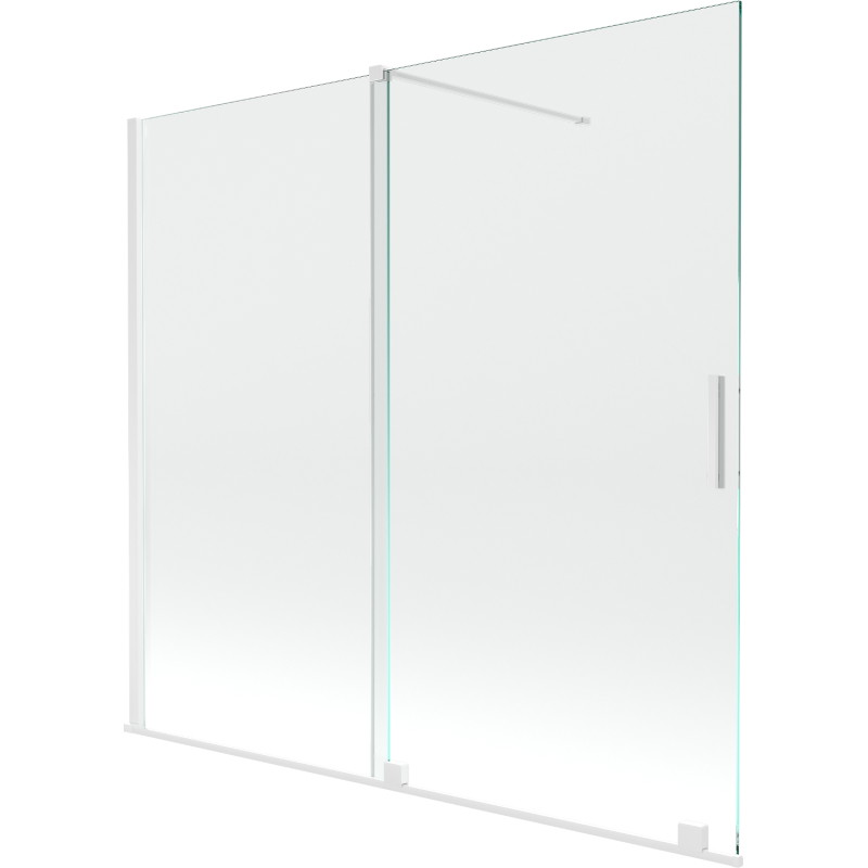 Mexen Velar zweiflügelige, schiebbare Badewannenabtrennung 170 x 150 cm, transparent, weiß - 896-170-000-01-20