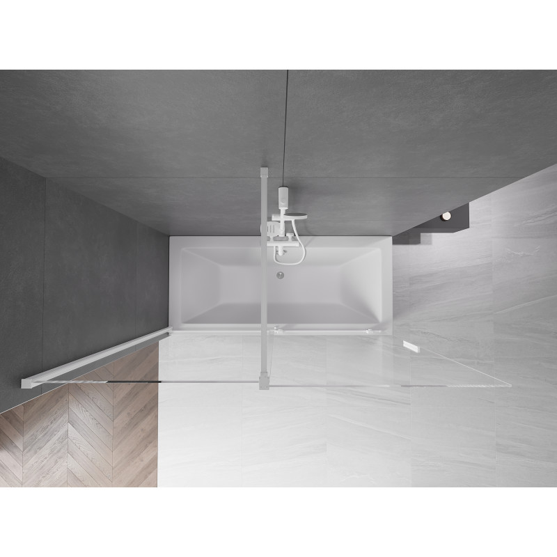 Mexen Velar Badewannenfaltwand, 2-flügelig, verschiebbar 170 x 150 cm, transparent, weiß - 896-170-000-01-20