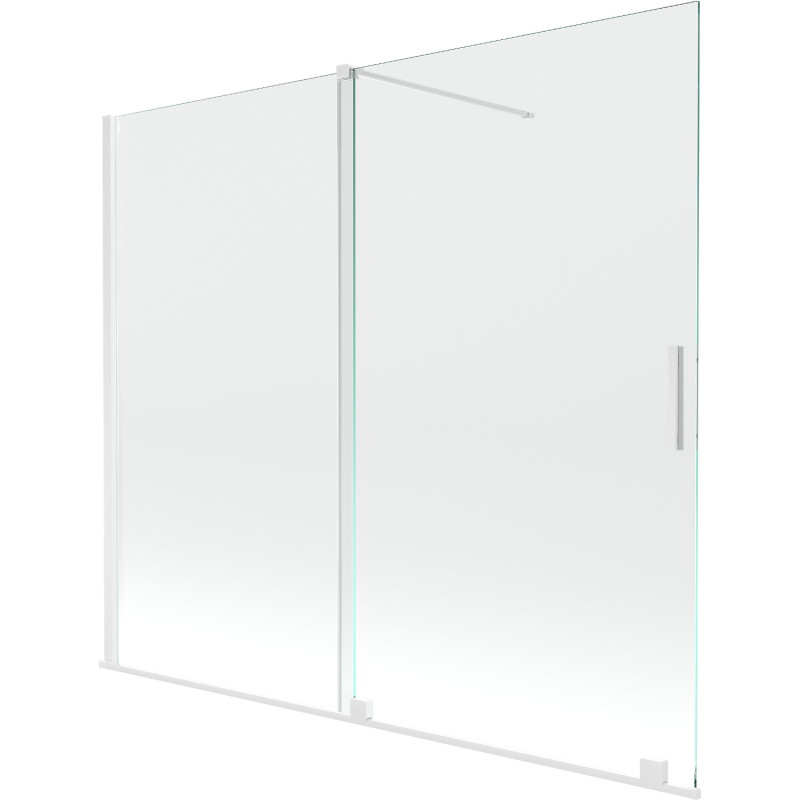 Mexen Velar zweiflügelige, verschiebbare Badewannenabtrennung 180 x 150 cm, transparent, weiß - 896-180-000-01-20