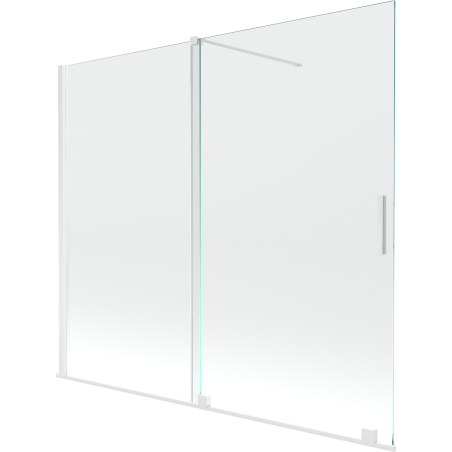 Mexen Velar Duschwand, 2-flügelig, zweigeteilt, 180 x 150 cm, transparent, weiß - 896-180-000-01-20
