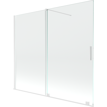 Mexen Velar zweiflügelige, verschiebbare Badewannenabtrennung 180 x 150 cm, transparent, weiß - 896-180-000-01-20