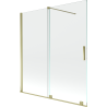 Mexen Velar Badewannen-Paravent, 2-flügelig, schiebbar, 150 x 150 cm, transparent, gold - 896-150-000-01-50