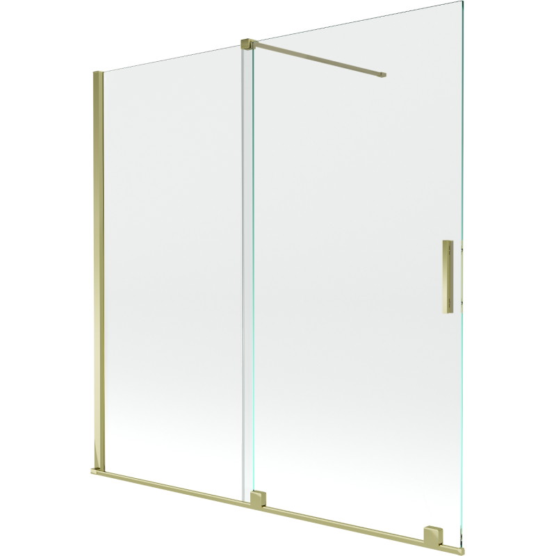 Mexen Velar zweiflügelige, schiebbare Badewannenabtrennung 160 x 150 cm, transparent, gold - 896-160-000-01-50