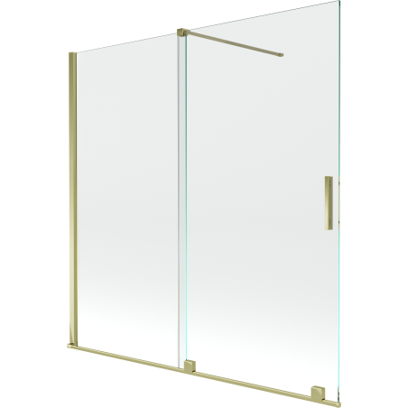 Mexen Velar zweiflügelige, schiebbare Badewannenabtrennung 160 x 150 cm, transparent, gold - 896-160-000-01-50