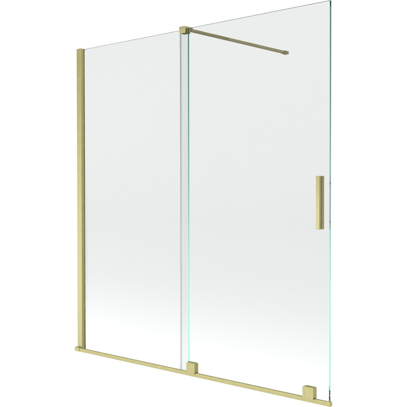 Mexen Velar zweiteilige, verschiebbare Badewannenabtrennung 150 x 150 cm, transparent, gebürstetes Gold - 896-150-000-01-55