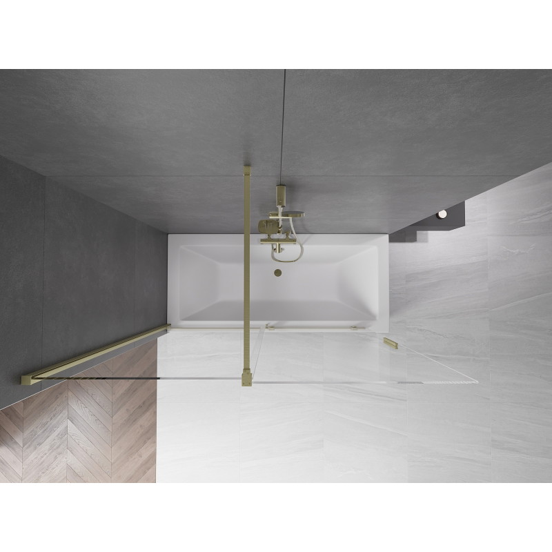 Mexen Velar 2-flügelige Duschwand, verschiebbar, 160 x 150 cm, transparent, gold gebürstet - 896-160-000-01-55