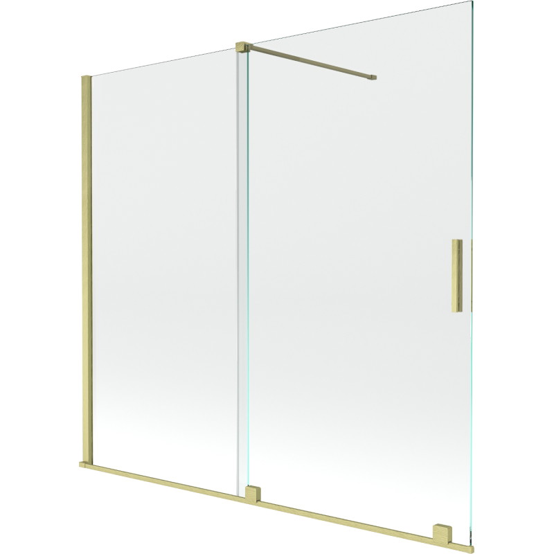 Mexen Velar 2-flügelige Duschwand, verschiebbar, 160 x 150 cm, transparent, gold gebürstet - 896-160-000-01-55