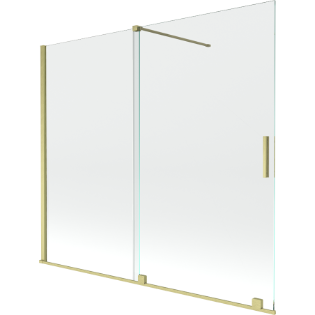 Mexen Velar 2-flügelige Badewannenabtrennung 180 x 150 cm, transparent, gebürstetes Gold - 896-180-000-01-55