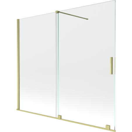 Mexen Velar, 2-flügelige Duschwand, 180 x 150 cm, transparent, gebürstet gold - 896-180-000-01-55